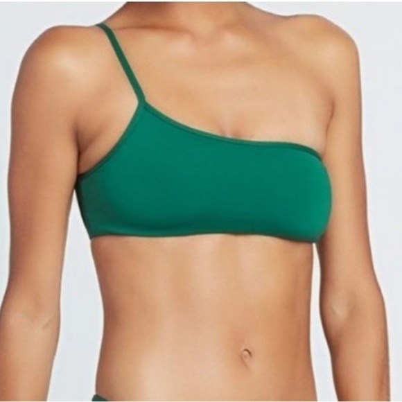 L*SPACE x Everyday Pursuits Milo One Shoulder Bikini Top in Emerald Small NWT - Picture 1 of 8